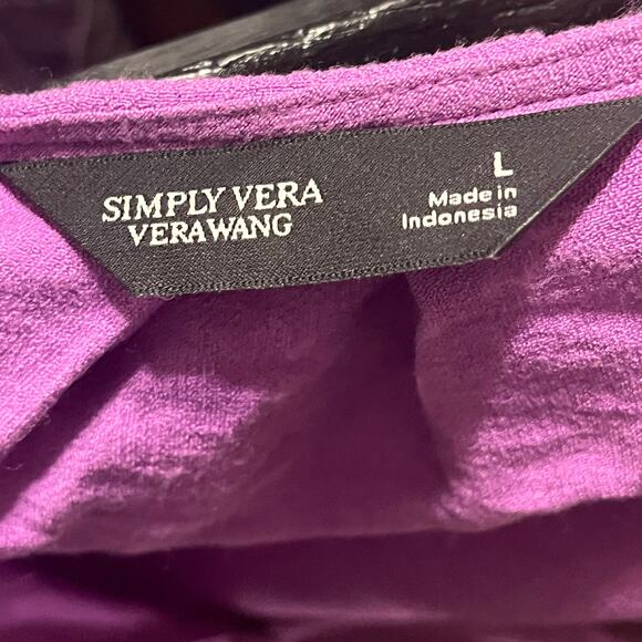Simply Vera Vera Wang Orchid Purple Button Blouse Long Sleeve Size Large - Picture 6 of 8